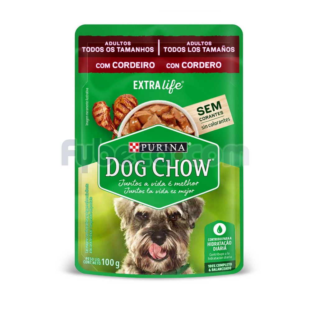 Comida húmeda dog chow para perros adultos todos los tamaños sabor a  cordero por 100 gr