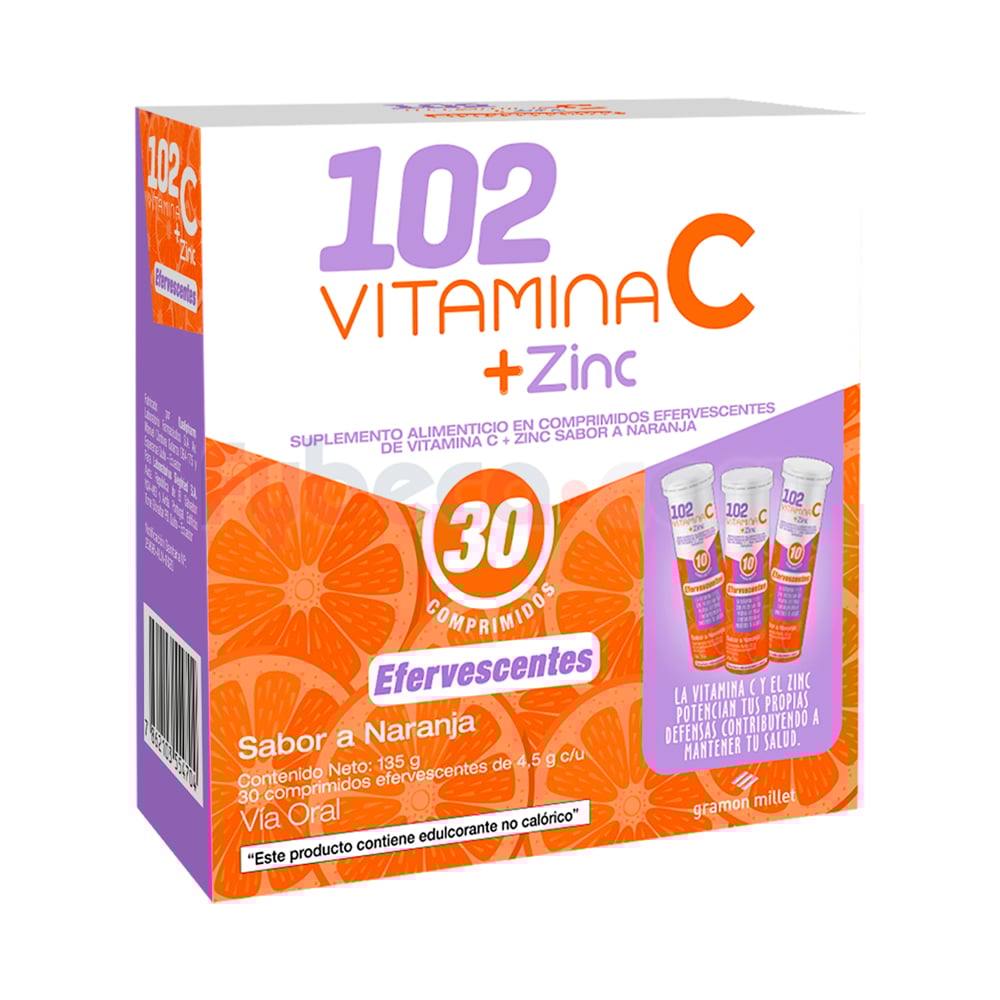 Vitamina C + Zinc 102 Naranja Caja Fybeca