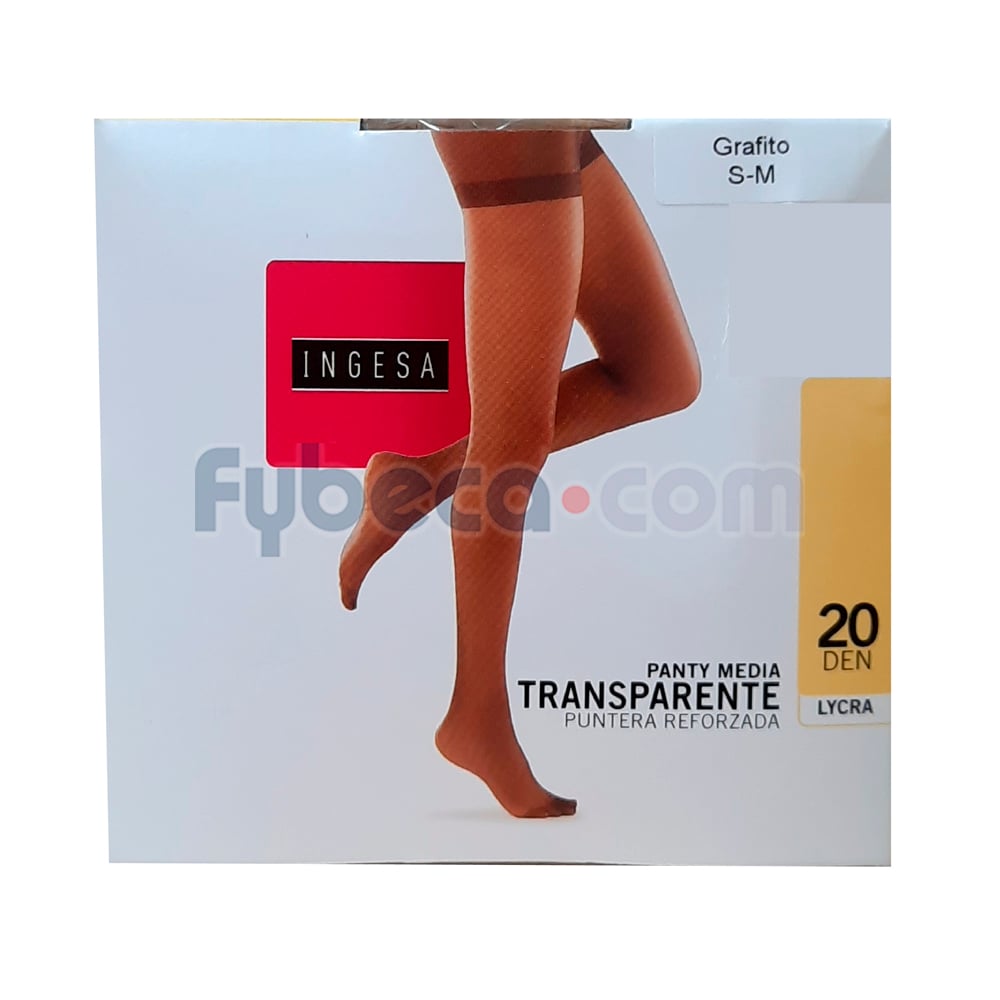 Panty Media Transparente 20 Denier Grafito SM Unidad Fybeca