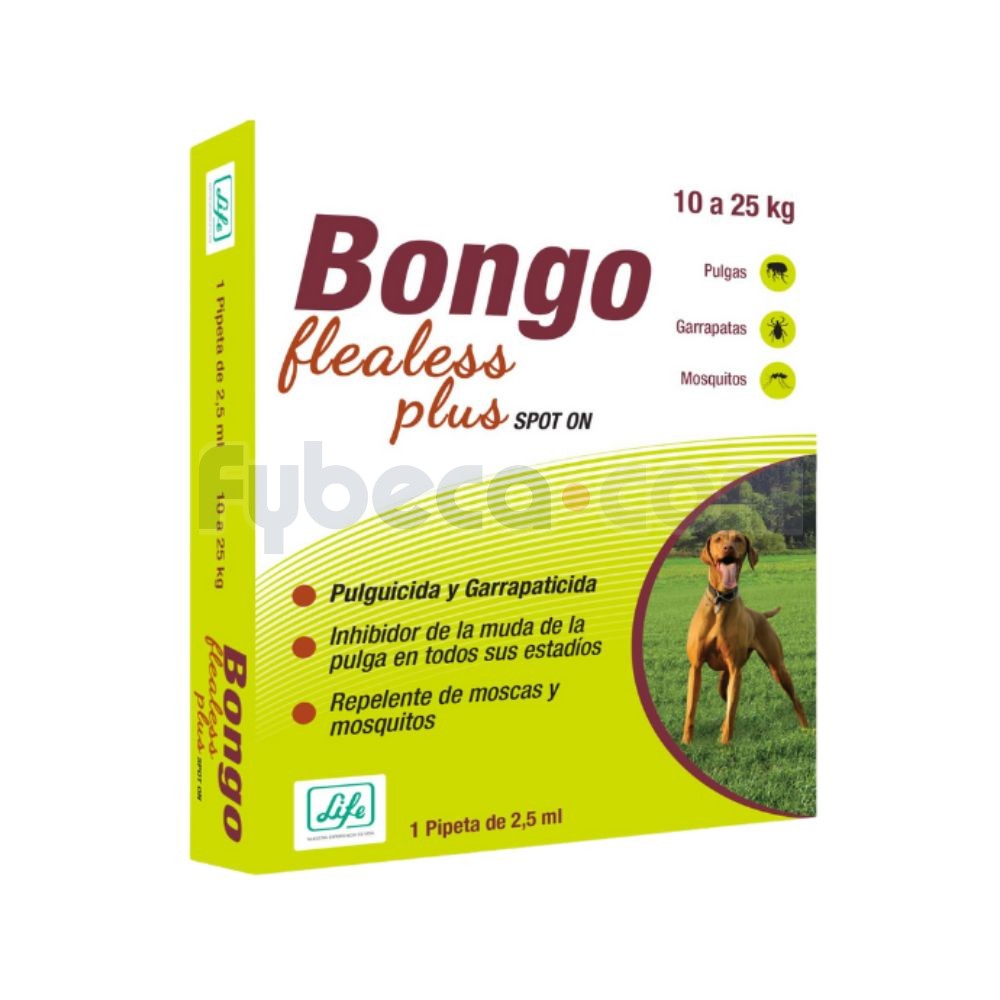 Bongo Flealess Plus Externo Perros 10-25Kg Pipeta 2.5Ml C/1 | Fybeca