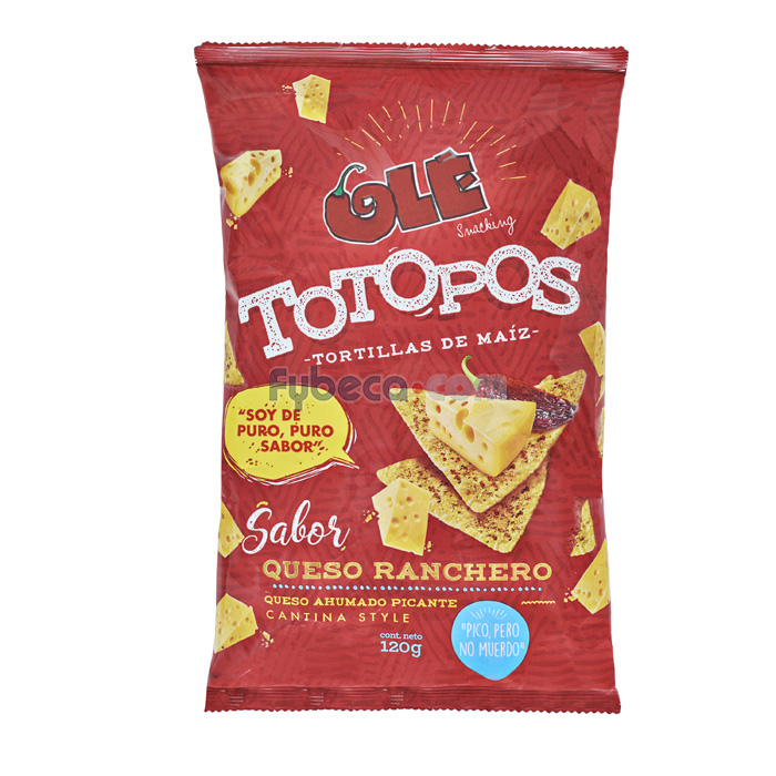 Tortillas De Maíz Olé Totopos Queso Ranchero 120 G Unidad Fybeca